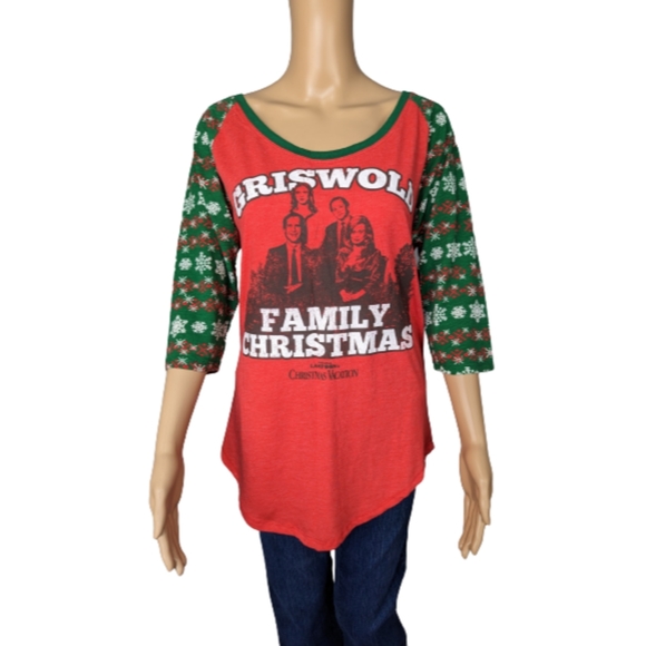 National Lampoon's Christmas Vacation Griswold Family Raglan Top Junior XL - Picture 1 of 9
